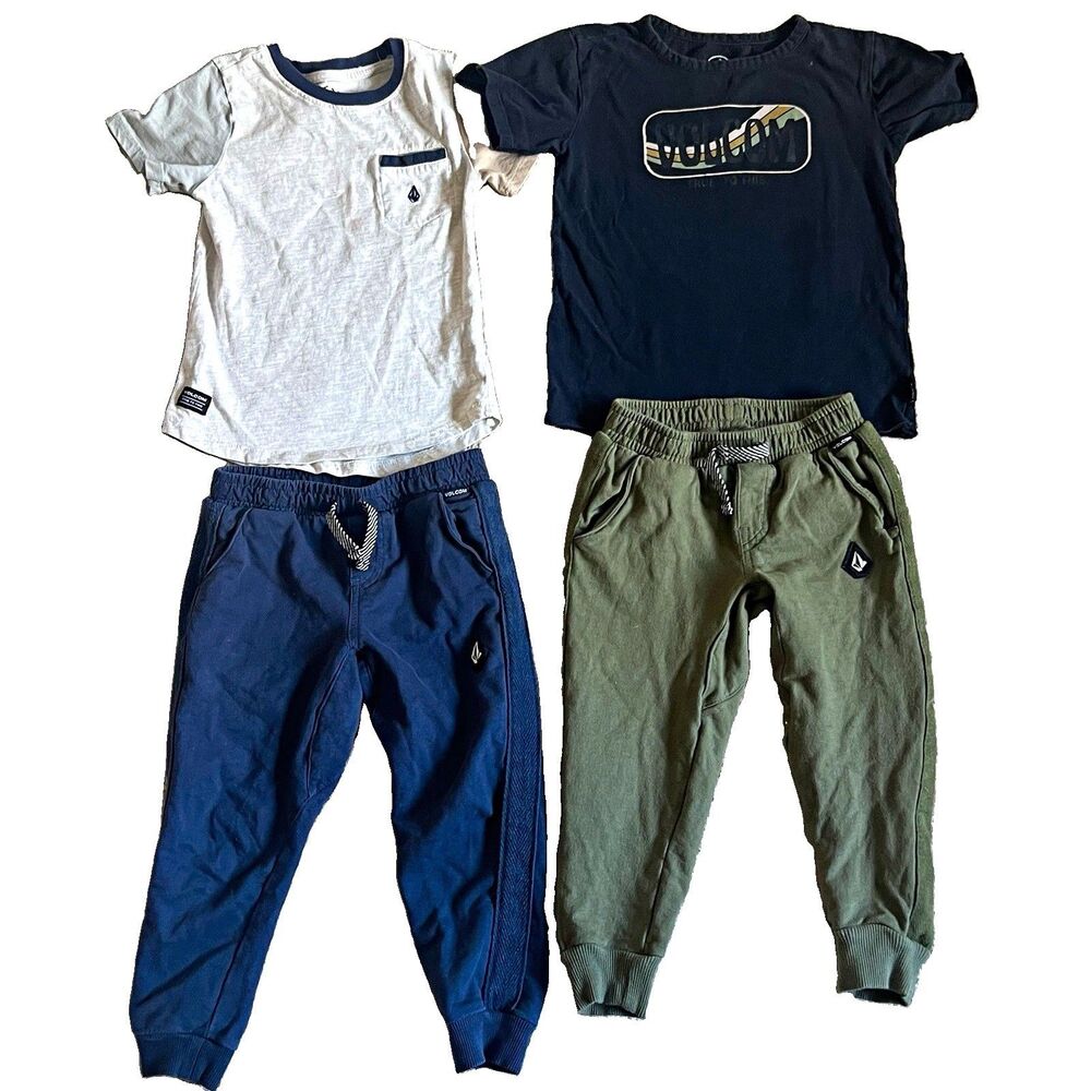 Volcom Bundle Boy 4T 4pc Clothing Lot Cotton Blend 2 Tees & 2 Jogger Pants